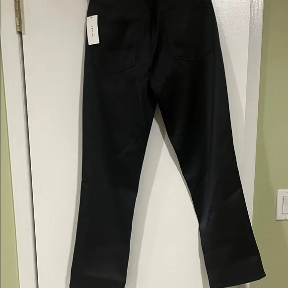 Black sateen Straight-Leg Pants